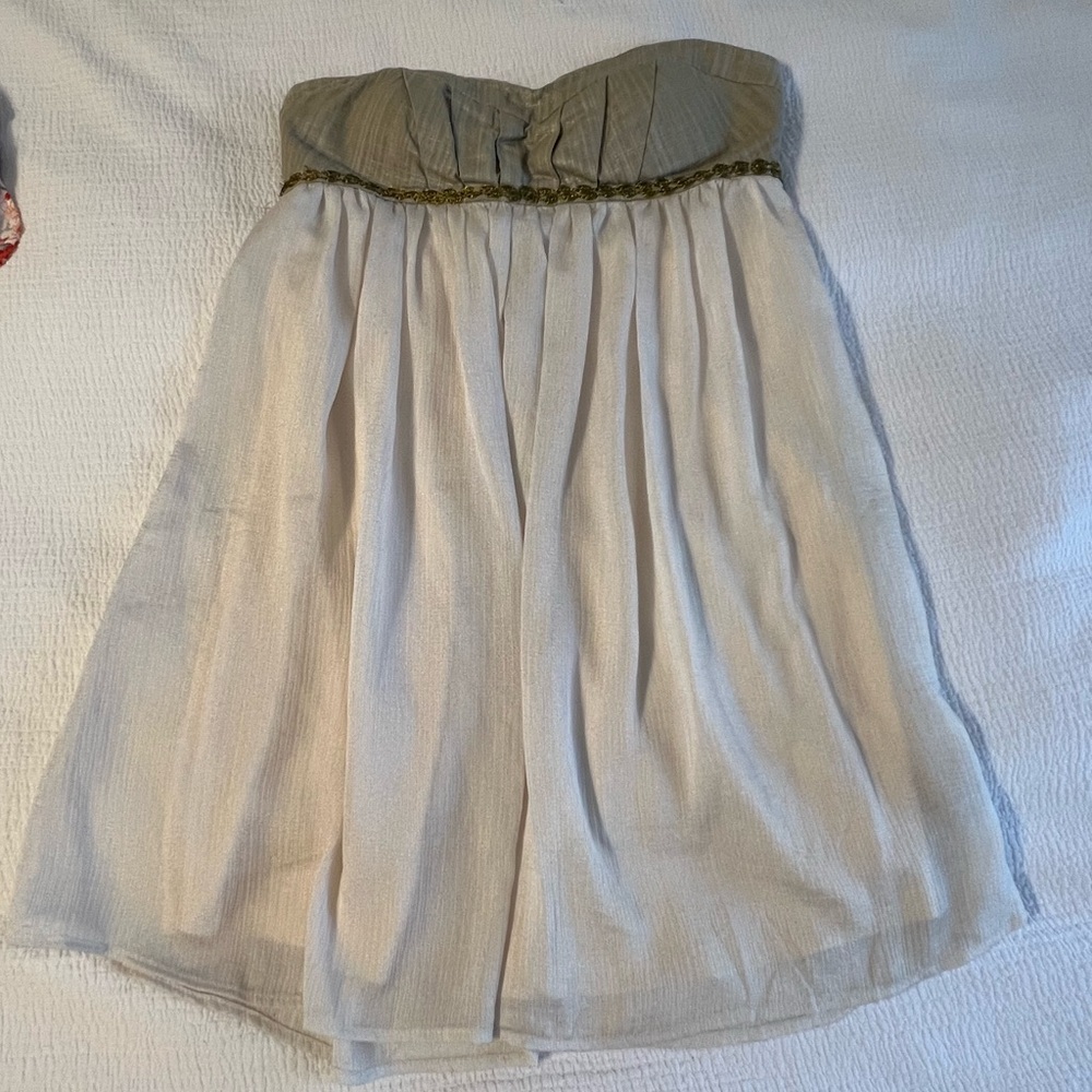 Cream and Gold colored babydoll dress